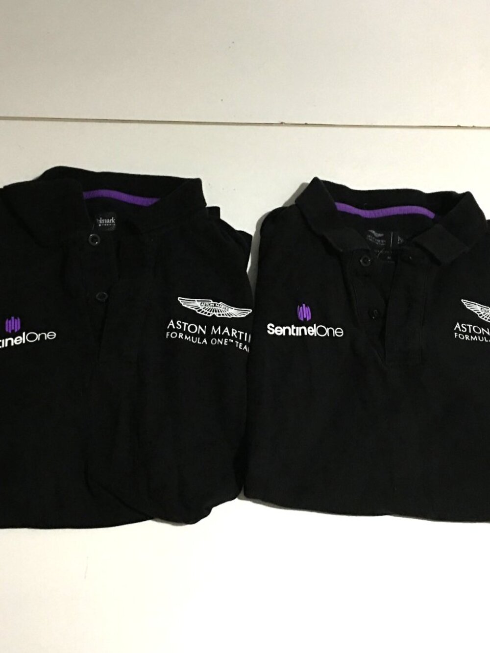 Aston Martin F1 Formula One Team Mens Medium Black Polo Shirt Lot of 2